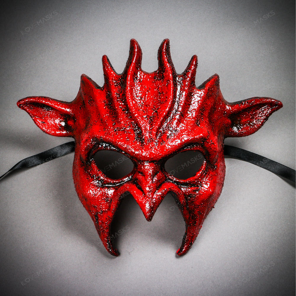 Fire Flame Demon Masquerade Mask - Bloody Red